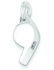 Sterling Silver Polished Whistle Charm & 18" Chain