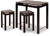 Winsome Wood 92734 Linea 3pc Pub Kitchen Set, Island Table With 2 Stools (espresso)