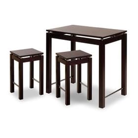 Winsome Wood 92734 Linea 3pc Pub Kitchen Set, Island Table With 2 Stools (espresso)