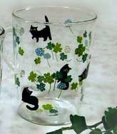 黒猫フラワー耐熱カップ　クローバー！