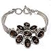 Silver Link Bracelt & Smokey Quartz Gemstone Jewelry 8 inches (brclt205)