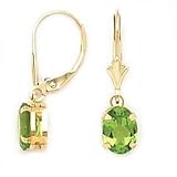 14k Gold & Peridot Oval Drop Earrings.