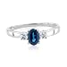 Natural Sapphire and Diamond Ring in Platinum 3 Stone Ring (G, SI1-SI2, 0.80 cttw), 6x4mm, Certificate of Authenticity