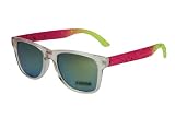 Nerd Sonnenbrille im Wayfarer Stil pink / gelb / transparent, gesprenkelt und hellblau verspiegelt