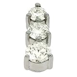 14k White 3 Stone Prong-Set Charm 1 Ct Diamond Pendant
