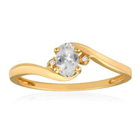 APRIL Birthstone Ring 10K Yellow Gold White Topaz Ring