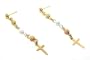 Beautiful 24k Yellow, Rose & White Gold Layered GL Dainty Cross Charm Dangle Earrings Post/Stud Backings - Lifetime Warranty!