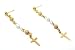 Beautiful 24k Yellow, Rose & White Gold Layered GL Dainty Cross Charm Dangle Earrings Post/Stud Backings - Lifetime Warranty!