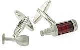Red wine bottle and glass cufflinks with presentation box