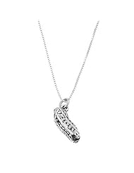 Sterling Silver Three Dimensional Peanut Necklace