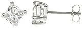925 Sterling Silver Princess Stud CZ Earrings