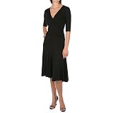 BCBGMAXAZRIA Black Jersey V-Neck High-Low Dress, X-Small