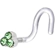 Bioplast Peridot Green Trio Gem Nose Screw Ring