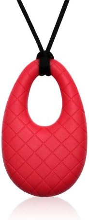 Siliconies Egg Pendant - Silicone Necklace (Teething/Nursing/Sensory) (Ruby-Red)