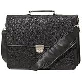 Embassy Italian Stone Design Genuine Leather Briefcase with Embossed Alligator Grain Design