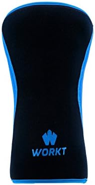 Workt Knee Compression Support Sleeve for CrossFit, Weightlifting, Powerlifting, Exercise &amp; Sports - Made in the USA with Sustainable &amp; Eco-Friendly Ecoprene Neoprene - 5MM - 1 Sleeve (Blue, M)