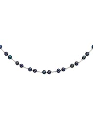 Sterling Silver 6-6.5mm Black Freshwater Cultured Pearl Necklace