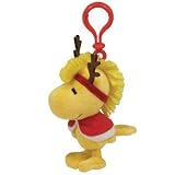bird-TY Beanie Baby - WOODSTOCK the WINTER Bird ( Reindeer Antlers and Cape - Peanuts - Plastic Key Clip ) On Sale