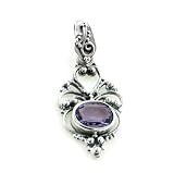 Ornate Sterling Silver Filigree Amethyst Slide Pendant
