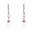 Earrings - E350 - Genuine Rose Quartz Gemstone and Swarovski (tm) Crystals ~ Round Ball