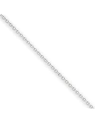 14k White Gold 14in .8mm Solid Polished Cable Chain. Metal Wt- 0.85g