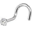 Solid 14KT White Gold 2mm Cubic Zirconia SOLITAIRE Nose Ring
