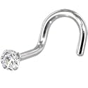 Solid 14KT White Gold 2mm Cubic Zirconia SOLITAIRE Nose Ring