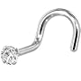 Solid 14KT White Gold 2mm Cubic Zirconia SOLITAIRE Nose Ring