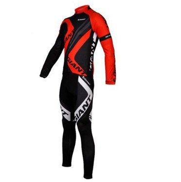 Giant Fleet Edition Cycling Jersey Long-Sleeved Slightly Thinner Giant Cycling Jersey Suits Bike Sportswear/Clothing (Red) : Size - L