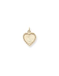 14k Girl Head on .013 Gauge Engravable Pattern Heart with Rope Charm
