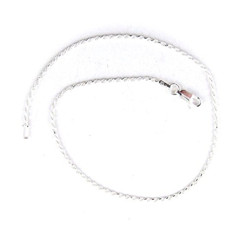 1.5mm Diamond Cut Rope Sterling Silver Nickel Free Chain Anklet Italy 11 Inch