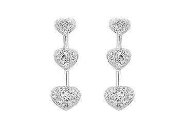 Diamond Heart Journey Earrings : 14K White Gold - 0.50 CT Diamonds Screw Back