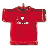 I Love Soccer Glass Shirt Ornament-Red