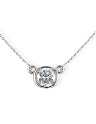 14K White Gold Bezel Set Diamond Pendant (1/2 cttw)