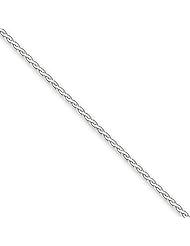 1.8mm, 14 Karat White Gold, Flat Wheat Chain - 24 inch