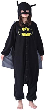 Mwfshop Unisex Adult Sleepsuit Cosplay Costume Plush Animal Onesie Pajamas Hoodie Batman L
