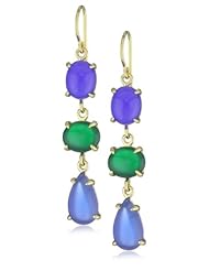 Vicente Agor "Palais Bulles" Blue and Green Onyx Croisette Drop Earrings