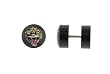 Genuine Ed Hardy Anodized Black Fake Plug - Tiger Logo -16g Wire - 10mm - Sold as a Pair