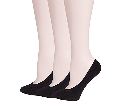 MOOCHI (Pack of 3 pairs) Women's No Show Liner Invisible Sheer Socks (Black)