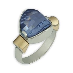 Something Blue Topaz Ring in 14K Gold and Sterling Silver