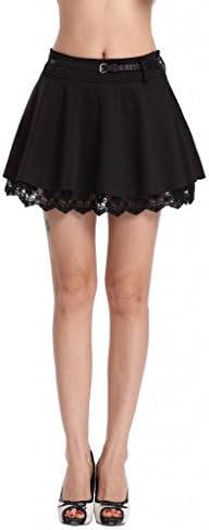 Beautiful Day Women's Elegant Lace Hollow Out Cotton Skater Mini Short Flared Skirt