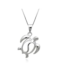 Turtle Honu Silver Necklace Pendant with Chain
