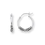 Antiqued, Silver Hoop Earrings - 25mm (1")