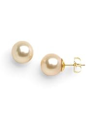 South Sea Golden Pearl Earrings in 14K Yellow Gold (10-11mm)