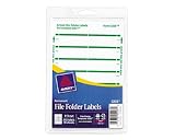 Avery : Print or Write File Folder Labels, 3-7/16 x 11/16, White/Green Bar, 252/Pack -:- Sold as 1 PK
