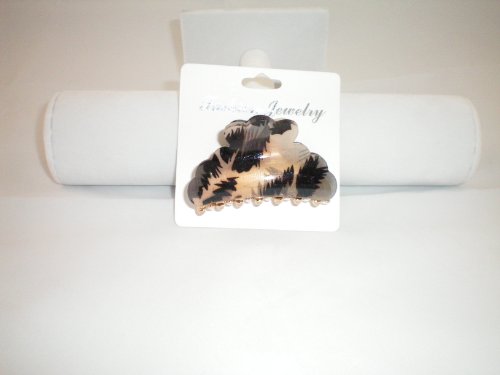 Hair Jaw Clip Charcol Black and Beige Rounded Edges