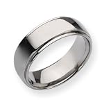 Titanium Polished Ridged Edge 8mm Wedding Band - Size 13.5