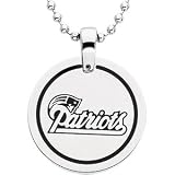 Stainless Steel New England Patriots Name Logo Necklace