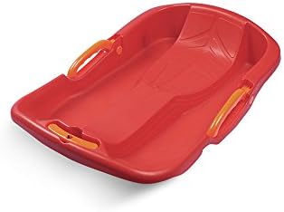 AMEBSTKER Sport Sled - Plastic Toboggan Glider With Brakes - Use On Snow &amp; Grass &amp; Sand Skiing Accessories - 26'' (RED)