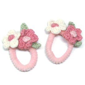 Souris（スーリー） お花モチーフ付ポニーゴム 2個セット （ピンク/ヘアゴム/ヘアアクセサリー/キッズフォーマル）